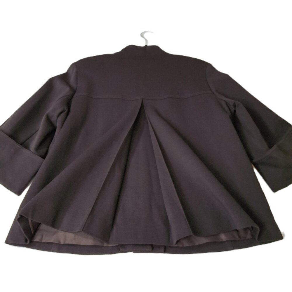 Taylor Brooke Womens Petite Boxy Flare Brown 6-Button Jacket Sz 12P Back Pleat
